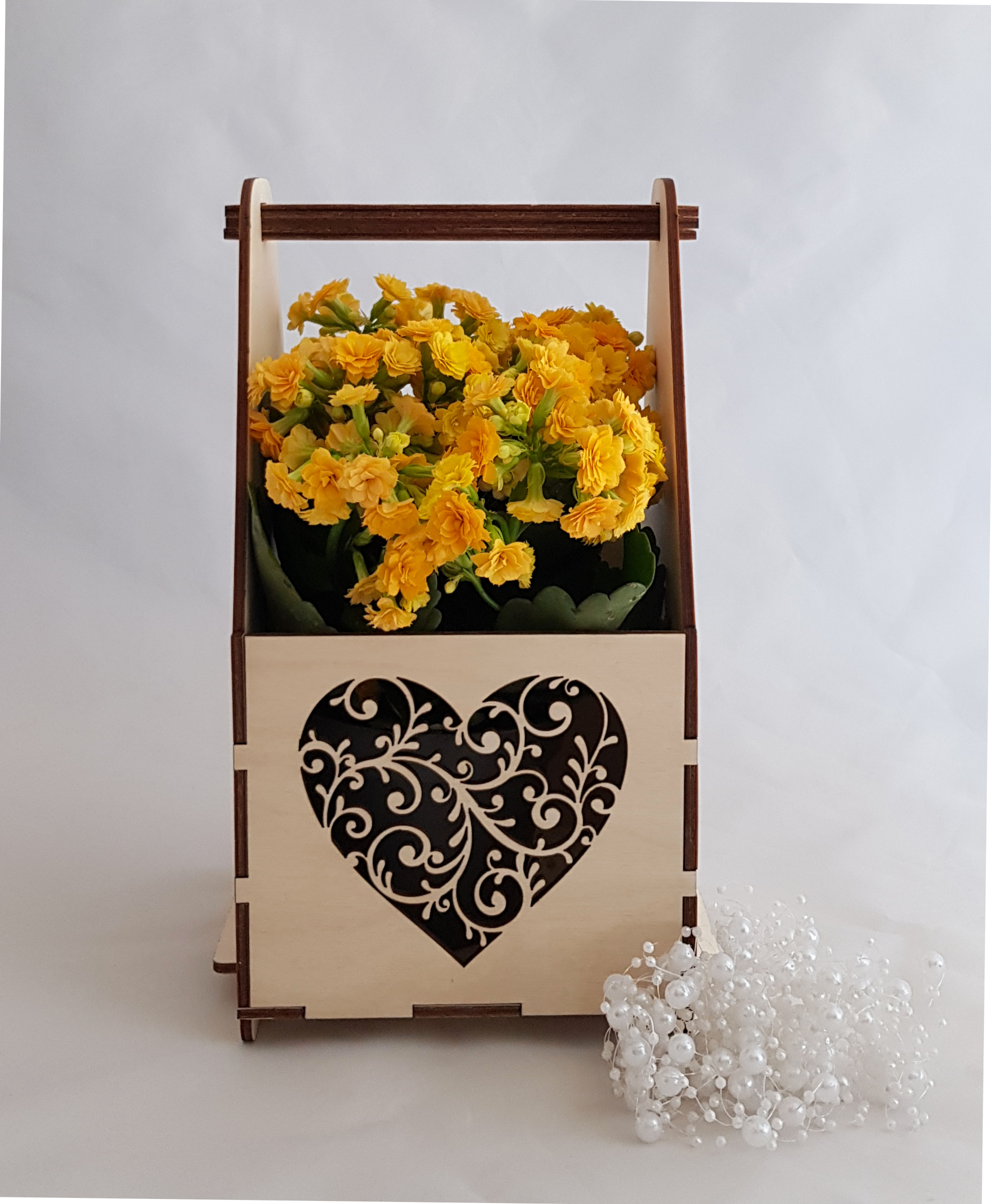 Drewniany koszyk na kwiaty / osłonka 4mm